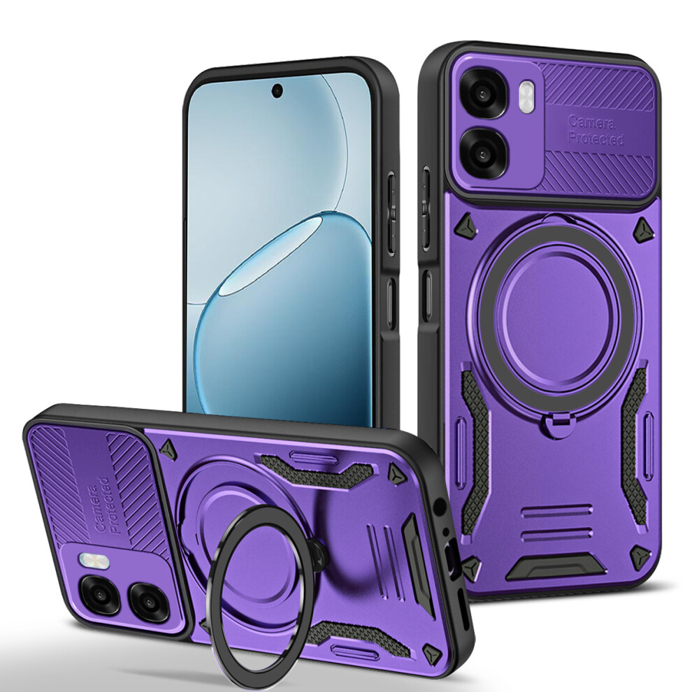 (Dark ) Magnetic Case For Oppo A6x 5G / A6x 4G Shockproof Tpu + Pc Phone Back Cover With Kickstand Purple 6914293149329