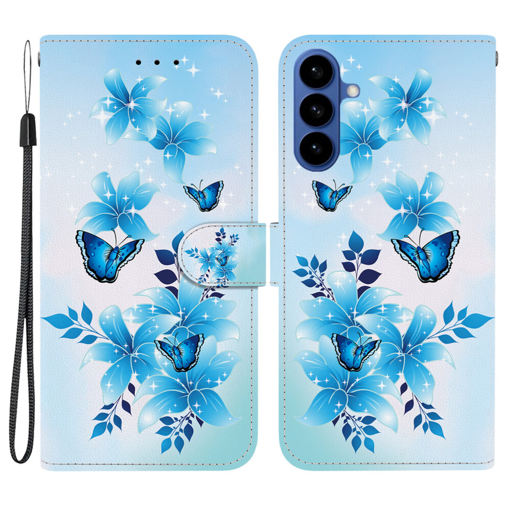 ( Butterfly) For Samsung Galaxy S26+ Case Pattern Printing Leather Flip Wallet Phone Cover With Lanyard Blue 6914290043538
