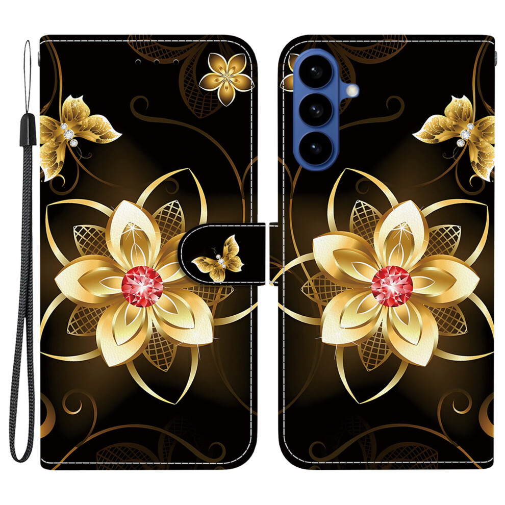 ( Flower) For Samsung Galaxy S26+ Case Pattern Printing Leather Flip Wallet Phone Cover With Lanyard Golden 6914292477843