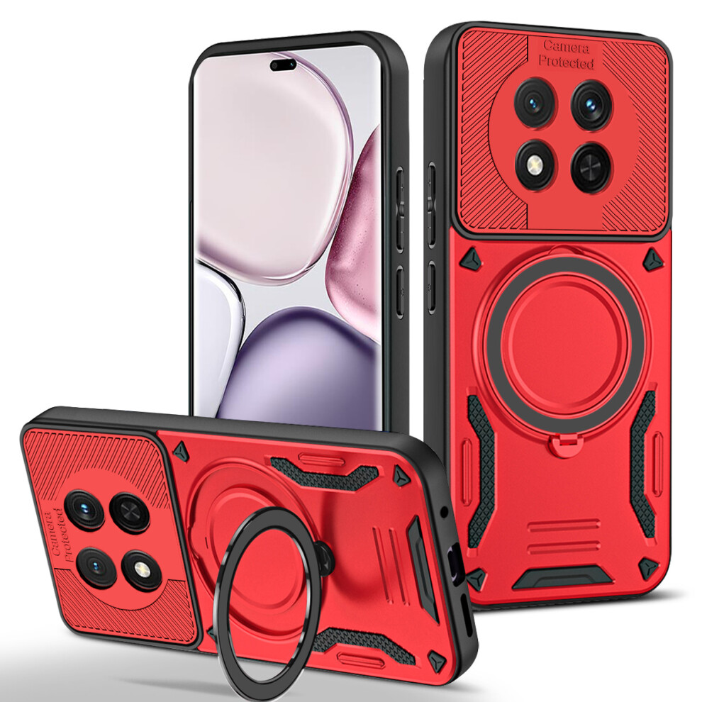 (Red) Magnetic Case For Honor Magic7 Lite 5G / X60 Pro 5G / X9c 5G Shockproof Tpu + Pc Phone Back Cover With Kickstand Red 6914293915665