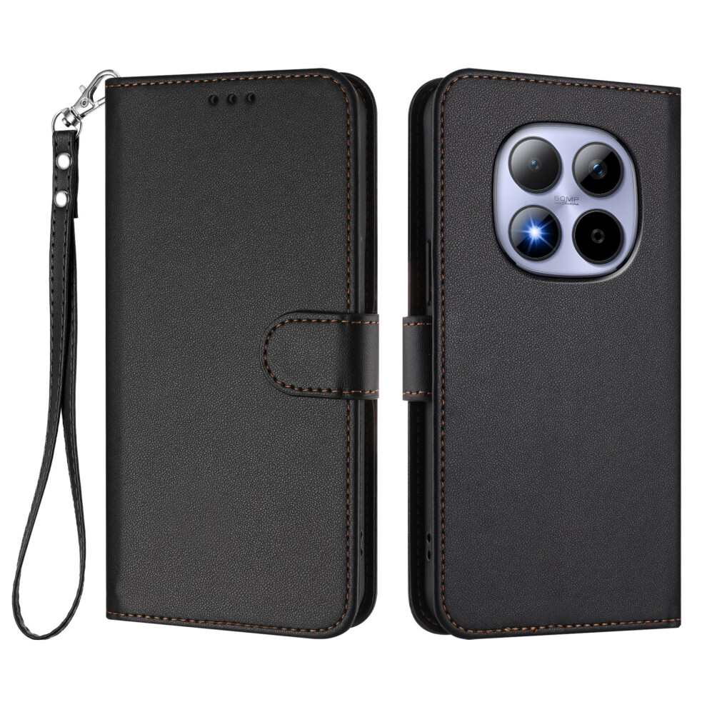 (Black) For Xiaomi Redmi Note 15 Pro 4G (Global) Leather Case Wallet Stand Phone Cover With Wrist Strap Black 6914295729673