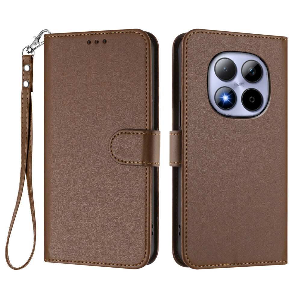(Brown) For Xiaomi Redmi Note 15 Pro 4G (Global) Leather Case Wallet Stand Phone Cover With Wrist Strap Brown 6914291238957