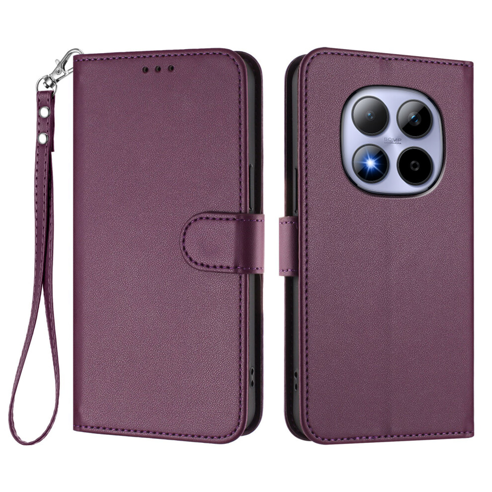 (Purple) For Xiaomi Redmi Note 15 Pro 4G (Global) Leather Case Wallet Stand Phone Cover With Wrist Strap Purple 6914293208347