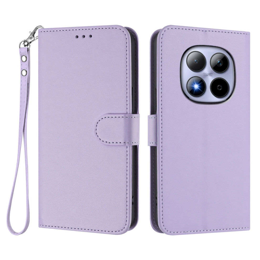 (Light ) For Xiaomi Redmi Note 15 Pro 4G (Global) Leather Case Wallet Stand Phone Cover With Wrist Strap Purple 6914298922392