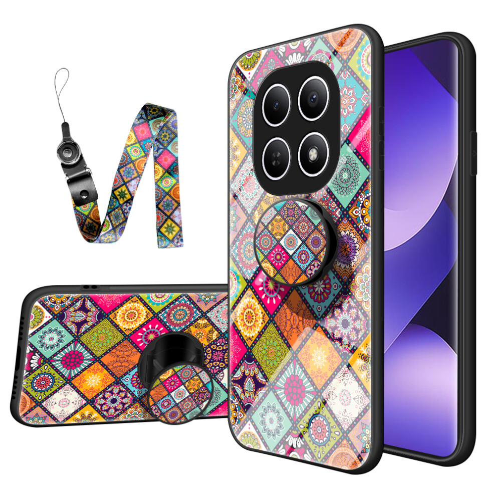 (Color Pattern) Phone Case For Xiaomi Poco M8 5G / Redmi Note 15 5G (Global) Kickstand Ethnic Pattern Tempered Glass Phone Cover With St 6914292945663