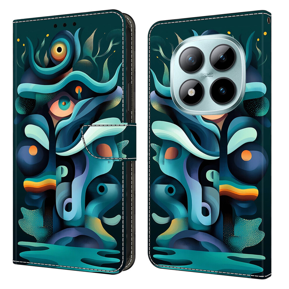 (Graffiti Shadow) Wallet Case For Xiaomi Poco M8 5G / Redmi Note 15 5G (Global) / 15 4G (Global) Foldable Stand Pattern Printing Pu Leathe Green 6914298616758