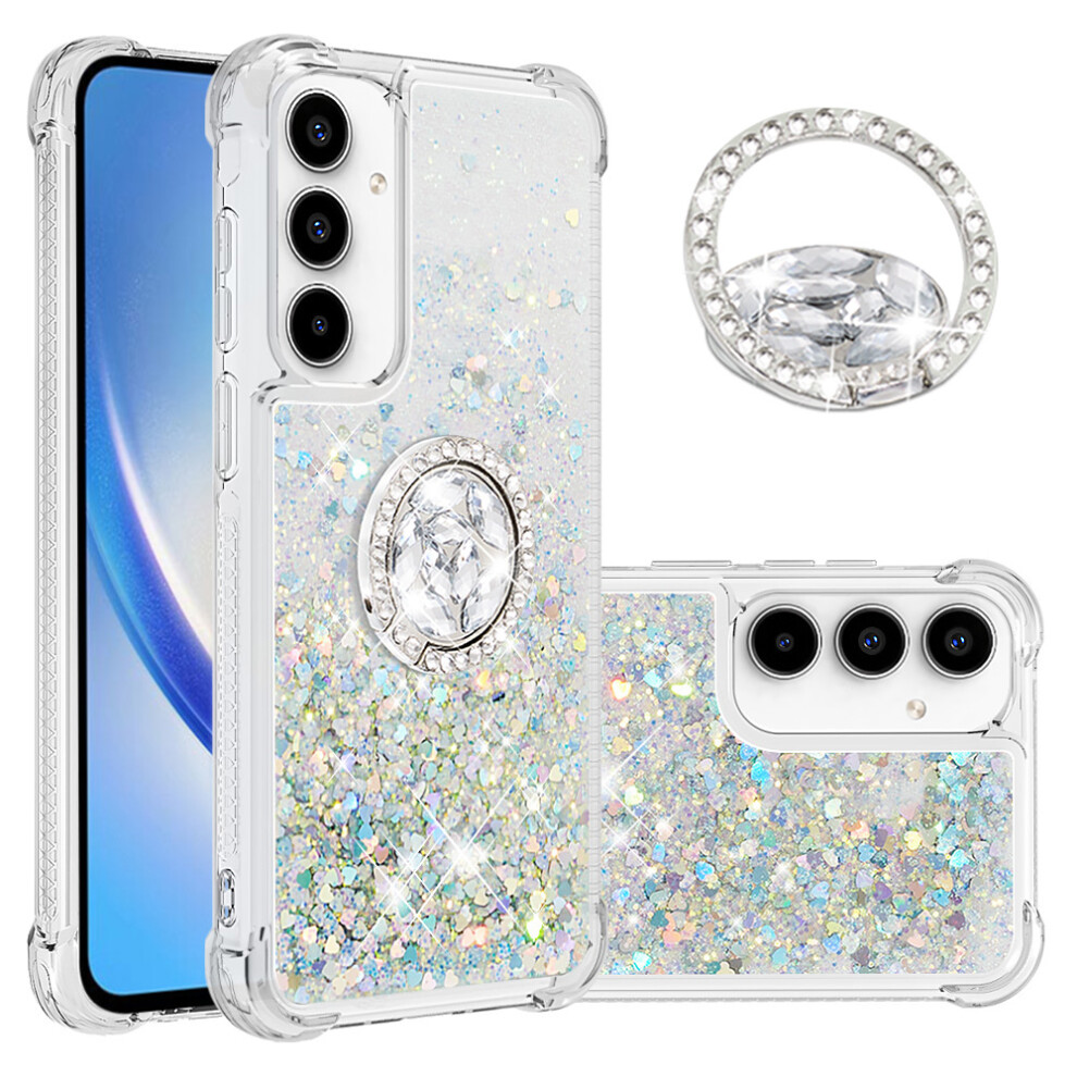 ( / Hearts) For Samsung Galaxy A57 5G Tpu Case With Kickstand Quicksand Shockproof Cover Silver 6914296940169