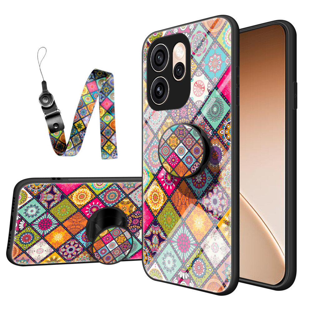 (Color Pattern) Phone Case For Oppo Reno15 Pro Max 5G (Global) / Reno15 Pro 5G (China) Kickstand Ethnic Pattern Tempered Glass Phone C 6914297983172