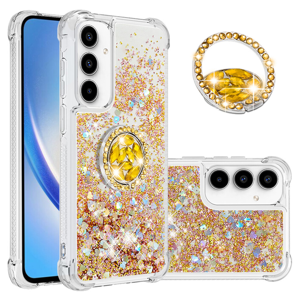 ( / Hearts) For Samsung Galaxy A57 5G Tpu Case With Kickstand Quicksand Shockproof Cover Gold 6914297349244