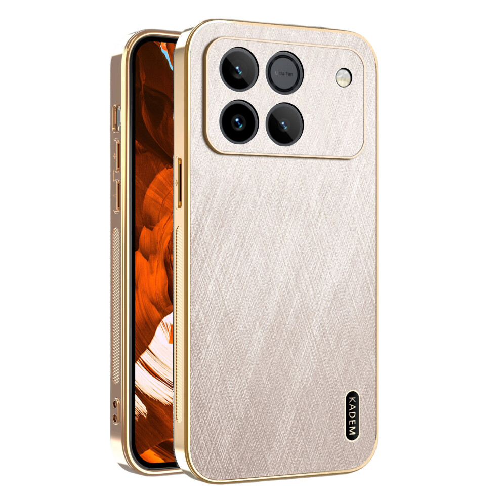 (Gold) Kadem Phone Case For Honor Win 5G / Win Rt 5G Electroplating Silk Texture Pu + Tpu Phone Back Cover Gold 6914291556556