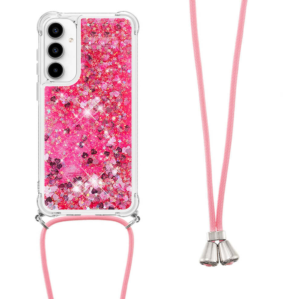( / Hearts) For Samsung Galaxy A57 5G Tpu Case Quicksand Phone Cover With Lanyard Pink 6914293512420