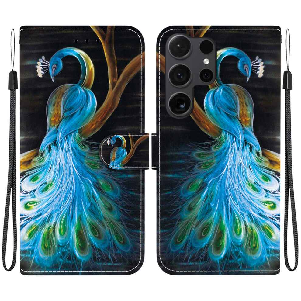 (Peacock) For Samsung Galaxy S26 Ultra Case Pattern Printing Leather Flip Wallet Phone Cover With Lanyard 6914295844161