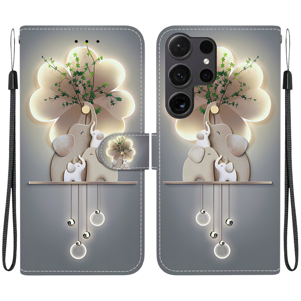 (Three Elephants) For Samsung Galaxy S26 Ultra Case Pattern Printing Leather Flip Wallet Phone Cover With Lanyard 6914292804793