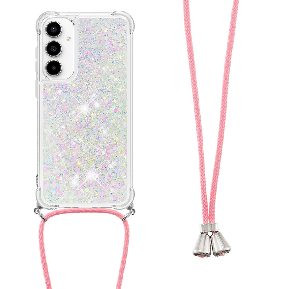 (Laser / Hearts) For Samsung Galaxy A57 5G Tpu Case Quicksand Phone Cover With Lanyard 6914290876884