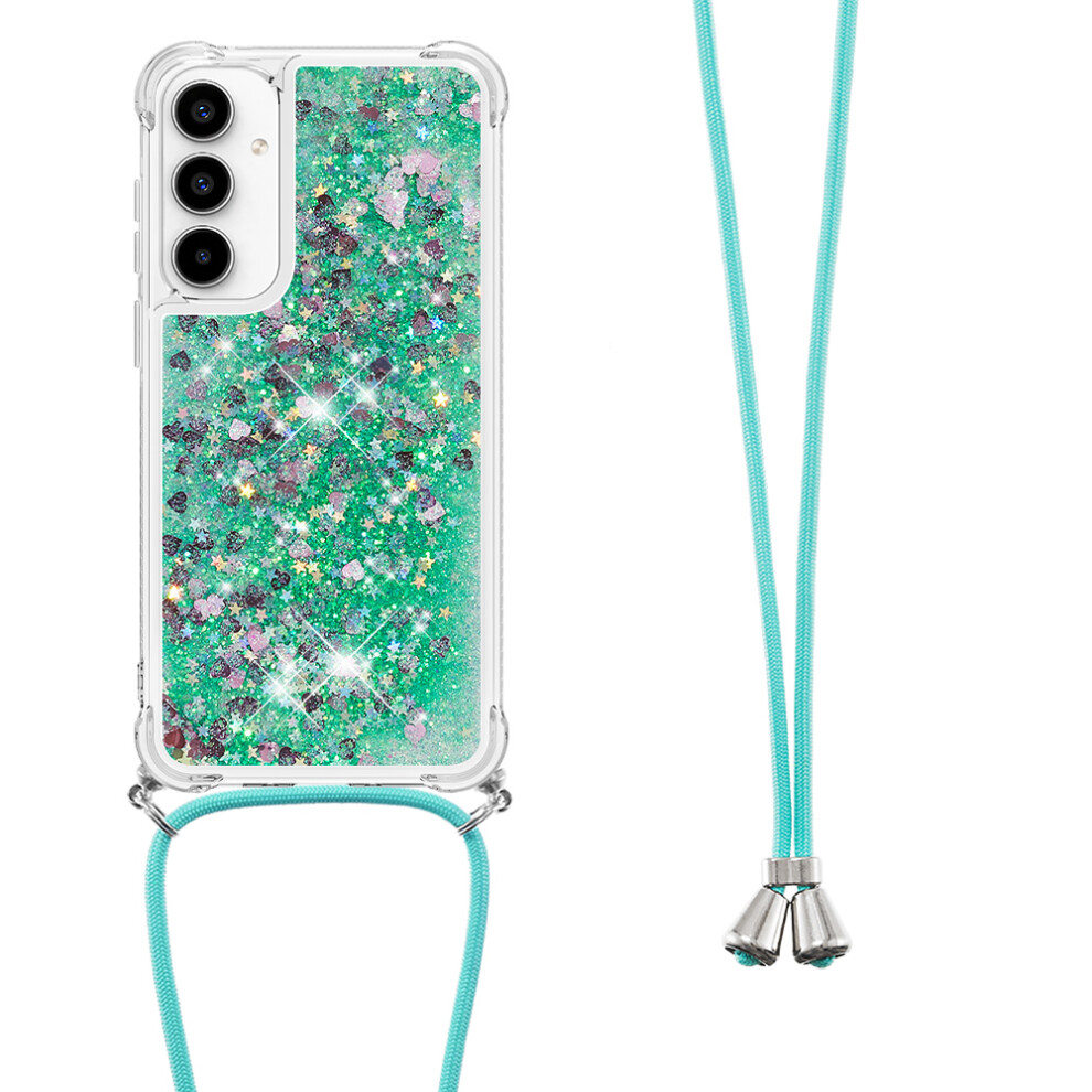 ( / Hearts) For Samsung Galaxy A57 5G Tpu Case Quicksand Phone Cover With Lanyard Green 6914297987859