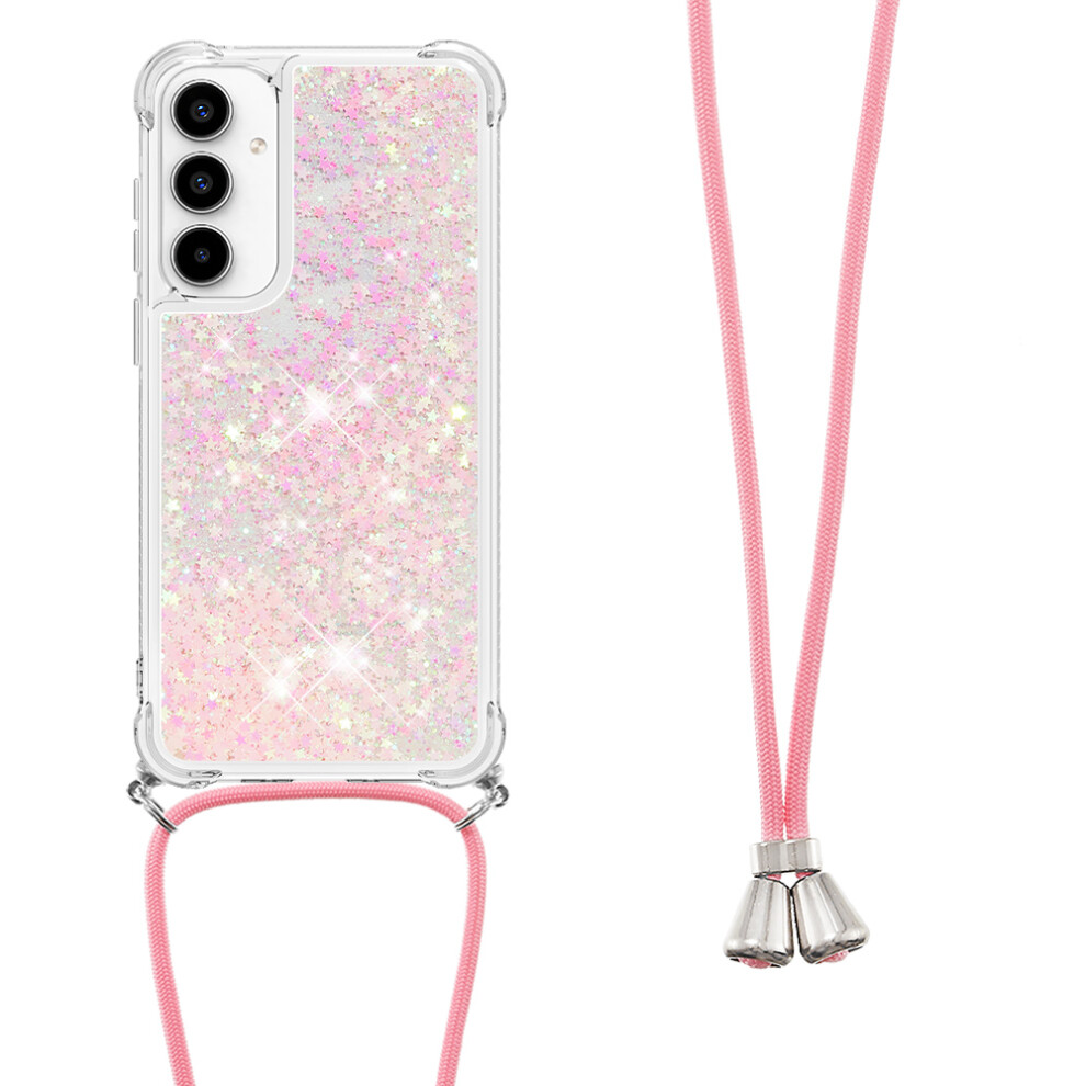 ( / Pentagrams) For Samsung Galaxy A57 5G Tpu Case Quicksand Phone Cover With Lanyard Pink 6914292828720