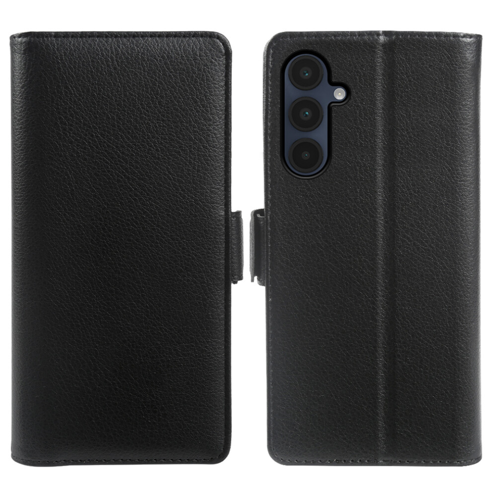 (Black) For Samsung Galaxy A16 5G / A16 4G Wallet Case With Dual Magnetic Clasp Litchi Textured Leather Flip Stand Phone Cover Black 6914294952256