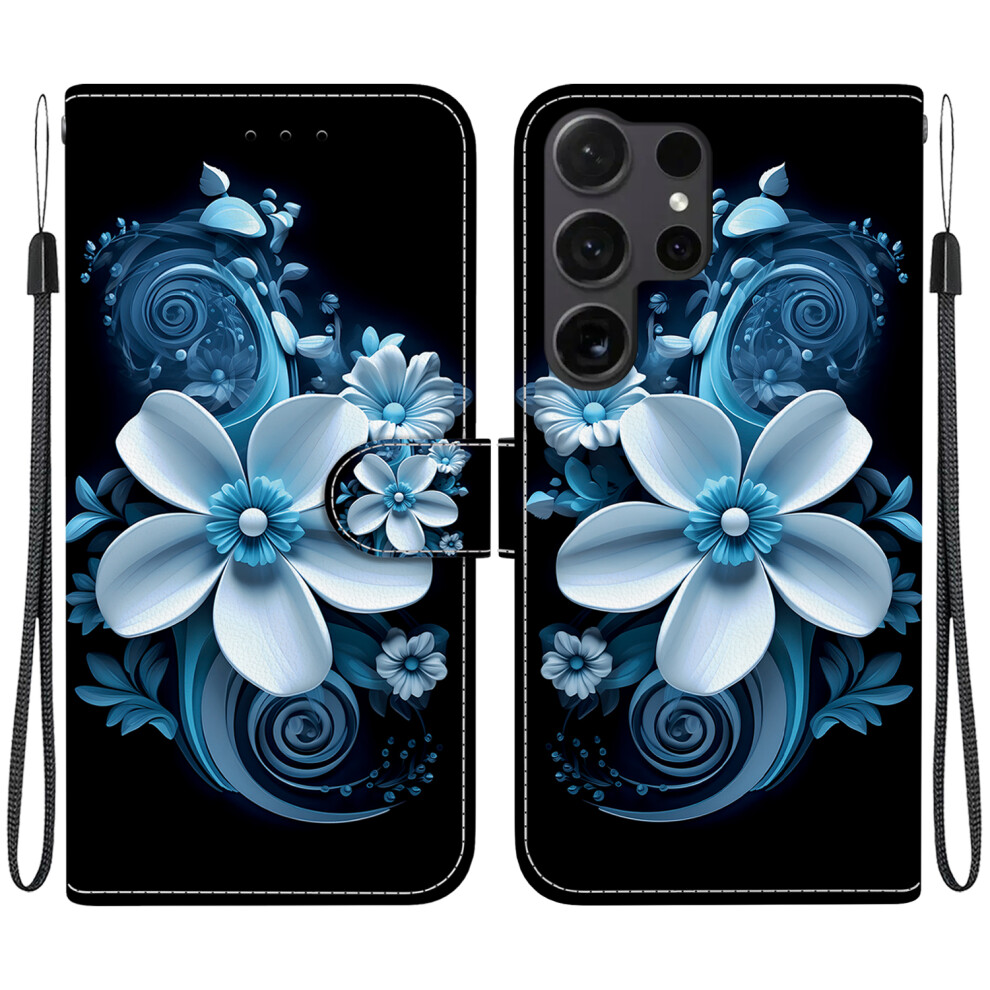 ( Orchid) For Samsung Galaxy S26 Ultra Case Pattern Printing Leather Flip Wallet Phone Cover With Lanyard Black 6914297796017