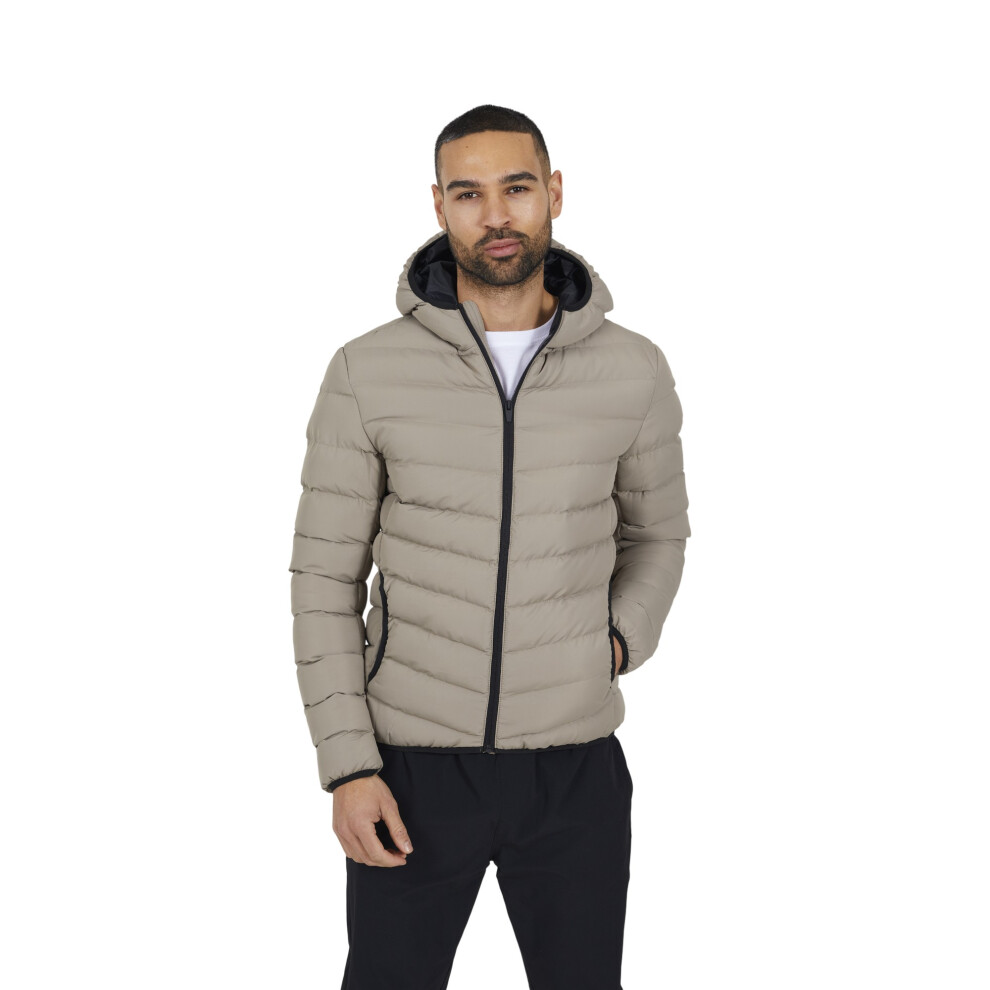 Brave Soul (S, Taupe) Mens Padded Hooded Jacket Multicoloured