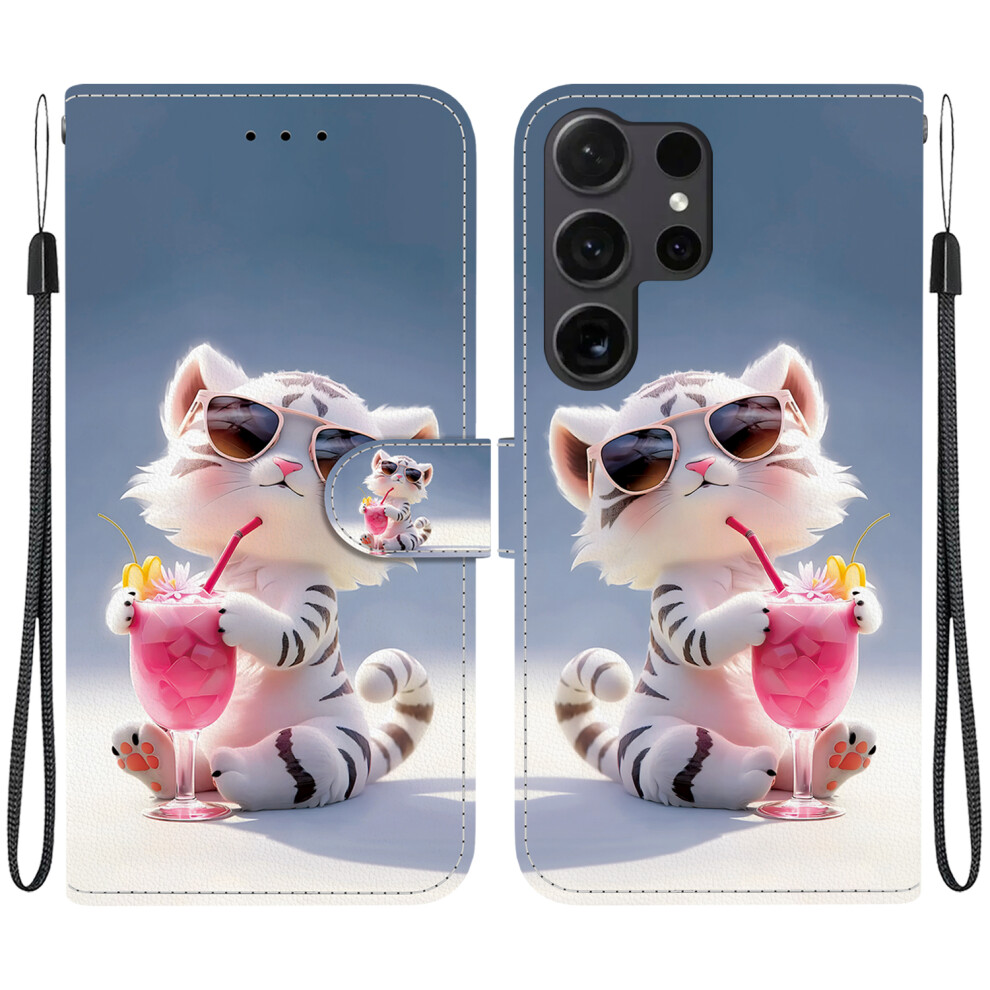 (Cartoon Tiger) For Samsung Galaxy S26 Ultra Case Pattern Printing Leather Flip Wallet Phone Cover With Lanyard 6914290140862
