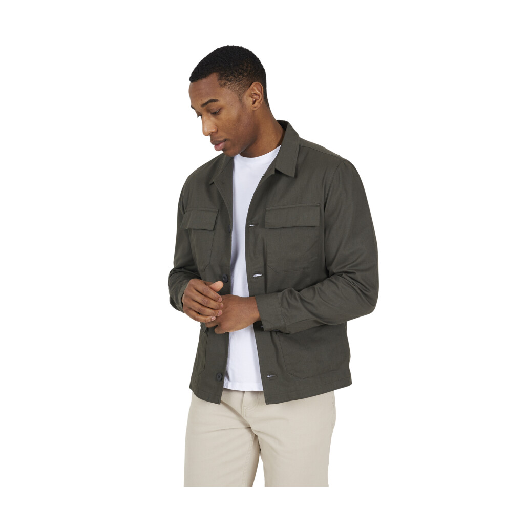 Brave Soul (L, Khaki Brown) Mens Collared Button-Down Jacket