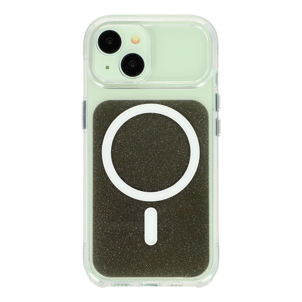 (Black) For Iphone 15 Case Compatible With Magsafe Clear Glitter Shockproof Tpu Acrylic Phone Cover Black 6914291095635