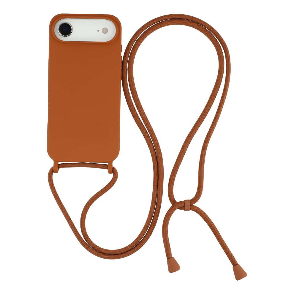 (Brown) For Iphone Air Case Liquid Silicone Protective Phone Cover With Crossbody Lanyard Brown 6914298133040