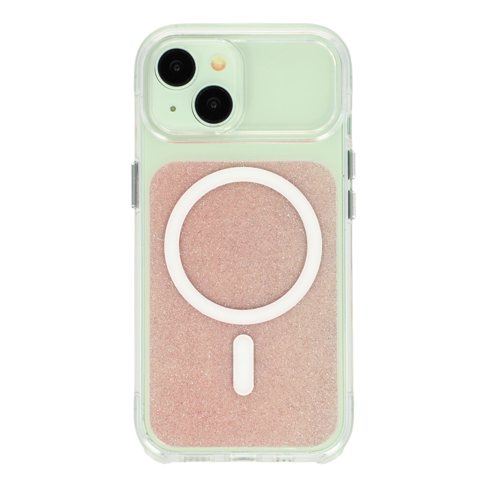 (Pink) For Iphone 15 Case Compatible With Magsafe Clear Glitter Shockproof Tpu Acrylic Phone Cover Pink 6914294649804