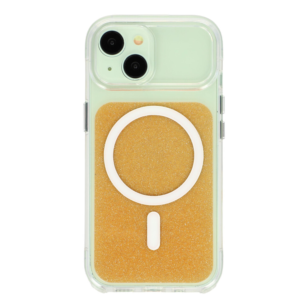 (Orange) For Iphone 15 Case Compatible With Magsafe Clear Glitter Shockproof Tpu Acrylic Phone Cover Orange 6914296069686