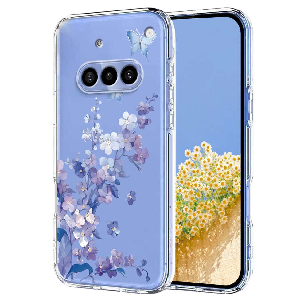 (Violets) For Nothing Phone (3A) Case Butterfly Floral Pattern Printing Tpu Phone Back Cover 6914299524687