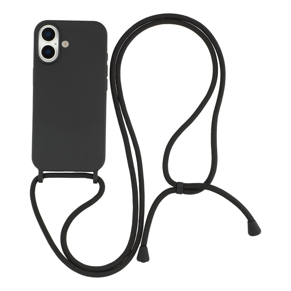 (Black) For Iphone 17 Case Liquid Silicone Protective Phone Cover With Crossbody Lanyard Black 6914292351488