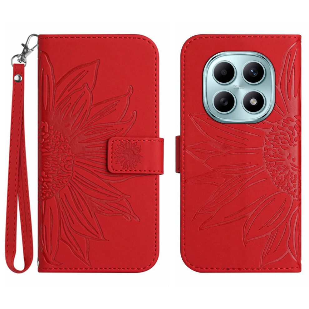(Red) For Xiaomi Poco M8 5G / Mi Note 15 5G (Global) / 15 4G (Global) Case Sunflower Imprint Leather Wallet Phone Cover Wit Red 6914296267808