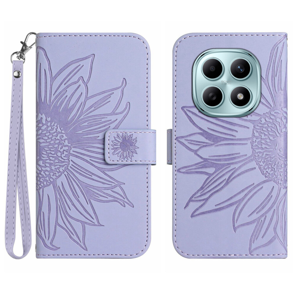 (Light ) For Xiaomi Poco M8 5G / Redmi Note 15 5G (Global) / 15 4G (Global) Case Sunflower Imprint Leather Wallet Phone Cover Wit Purple 6914298458099