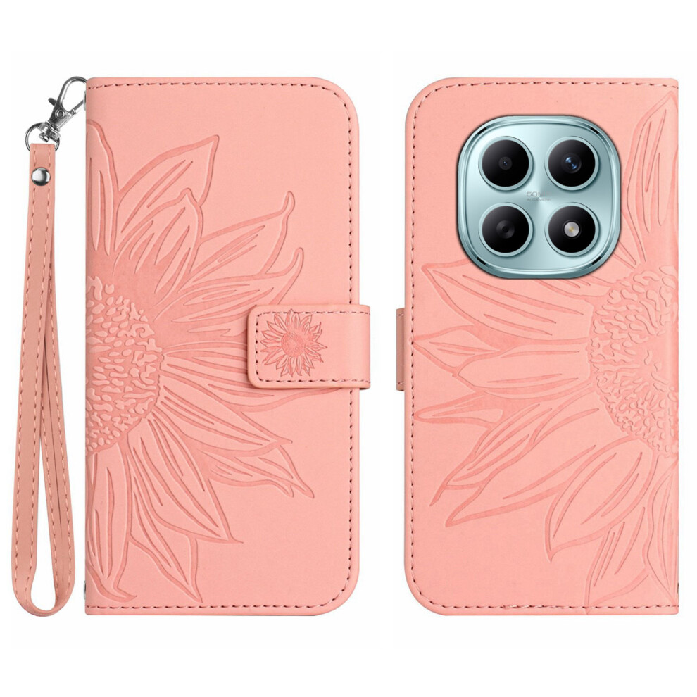 (Pink) For Xiaomi Poco M8 5G / Redmi Note 15 5G (Global) / 15 4G (Global) Case Sunflower Imprint Leather Wallet Phone Cover Wit Pink 6914292954085