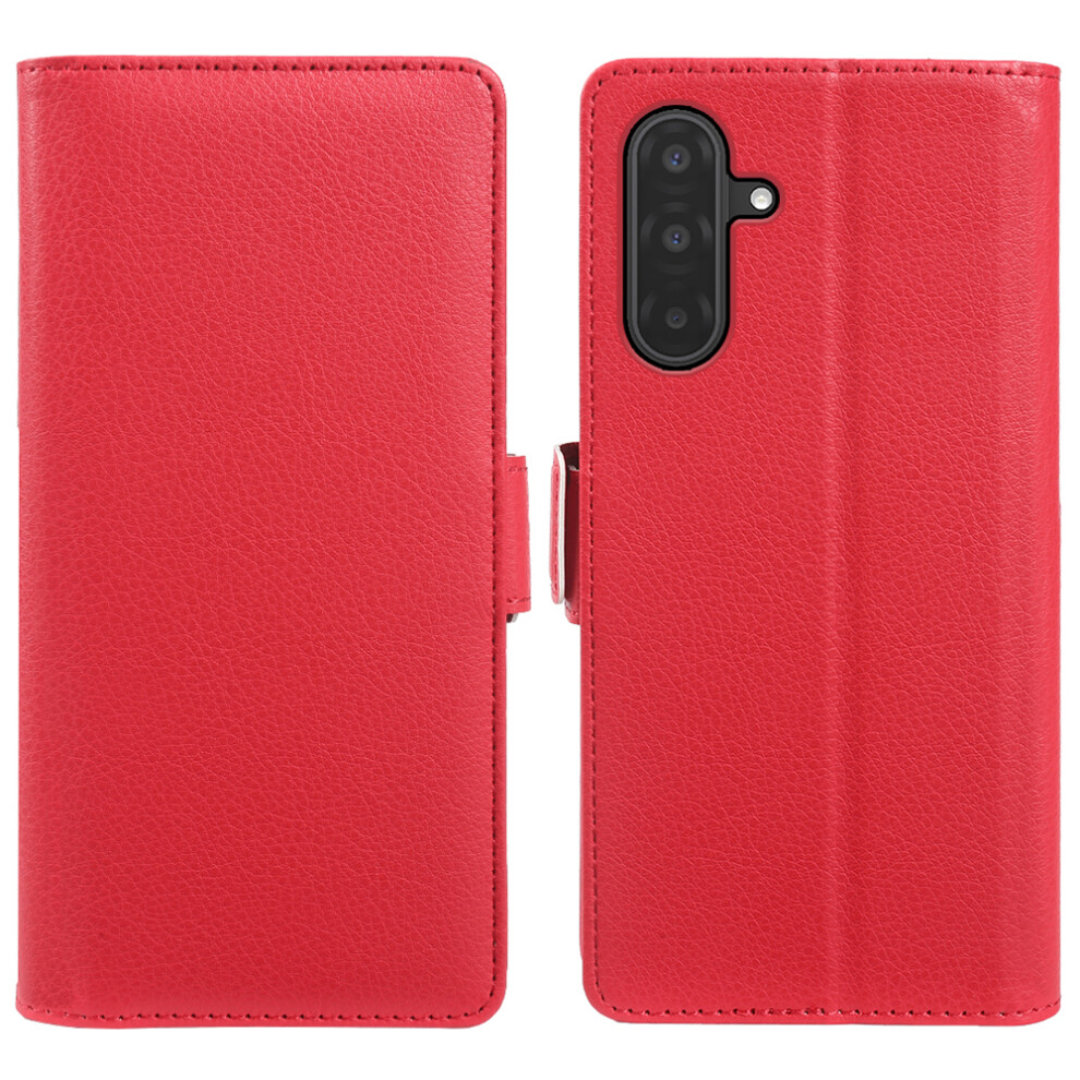 (Red) For Samsung Galaxy A17 5G / A17 4G Wallet Case With Dual Magnetic Clasp Litchi Textu Leather Flip Stand Phone Cover Red 6914294192607