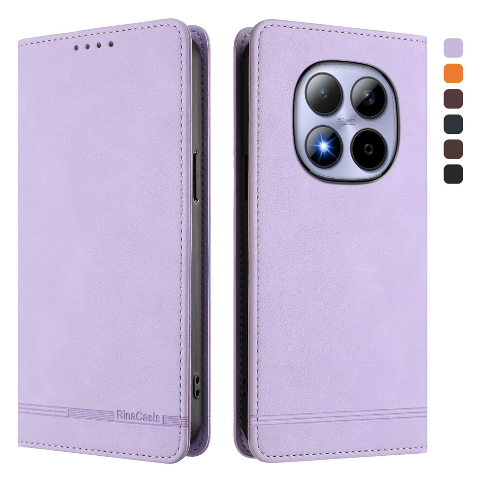 (Light ) Rinacasis Rc23 For Xiaomi Poco M8 Pro 5G / Redmi Note 15 Pro+ 5G (Global) Case Rfid Blocking Wallet Stand Pu Leather Pho Purple 6914295117869