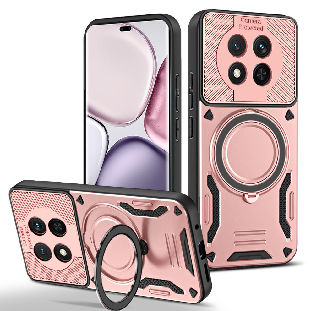 (Rose ) Magnetic Case For Honor Magic7 Lite 5G / X60 Pro 5G / X9c 5G Shockproof Tpu + Pc Phone Back Cover With Kickstand Gold 6914297716978