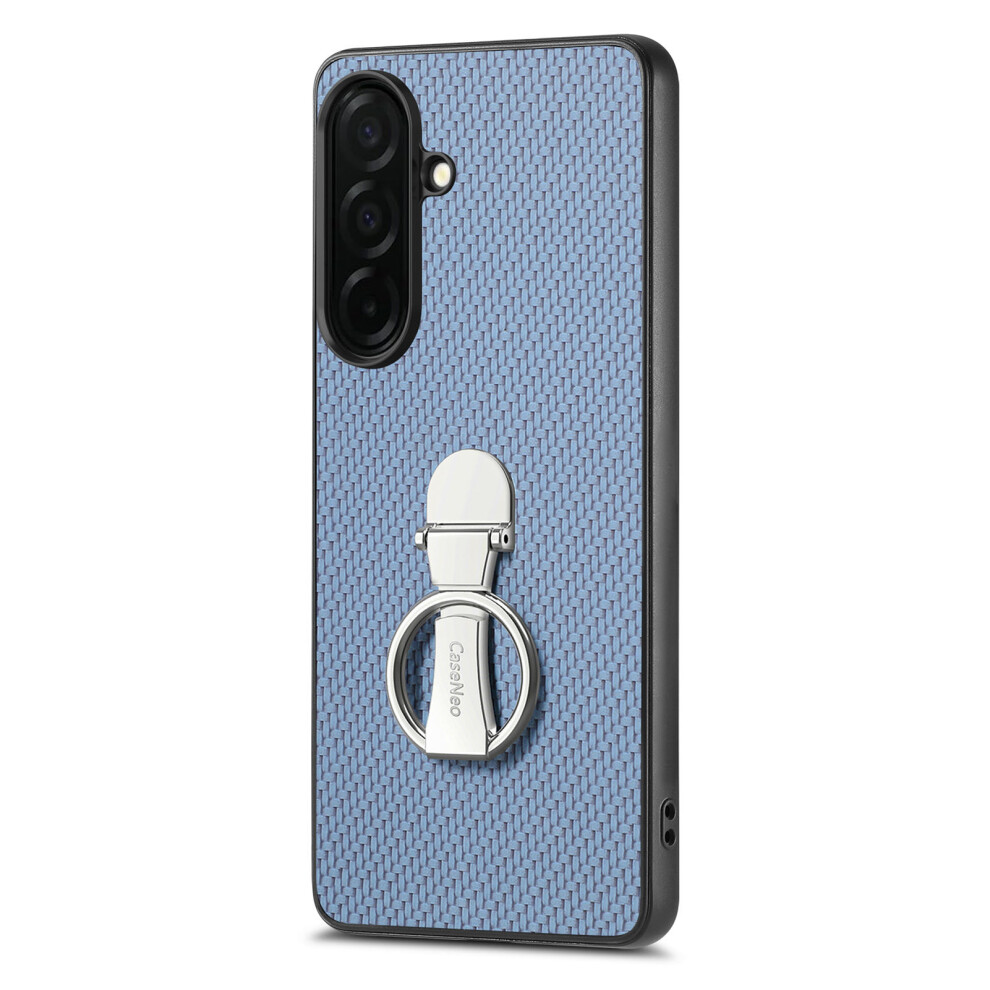 (Blue) For Samsung Galaxy A57 5G Case Card Holder Kickstand Carbon Fiber Texture Back Cover Blue 6914292362682