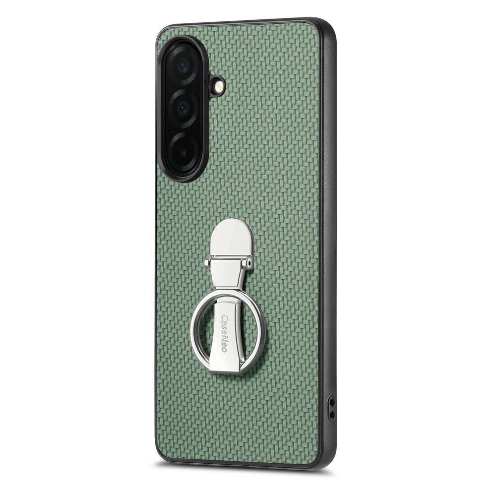 (Green) For Samsung Galaxy A57 5G Case Card Holder Kickstand Carbon Fiber Texture Back Cover Green 6914297179520