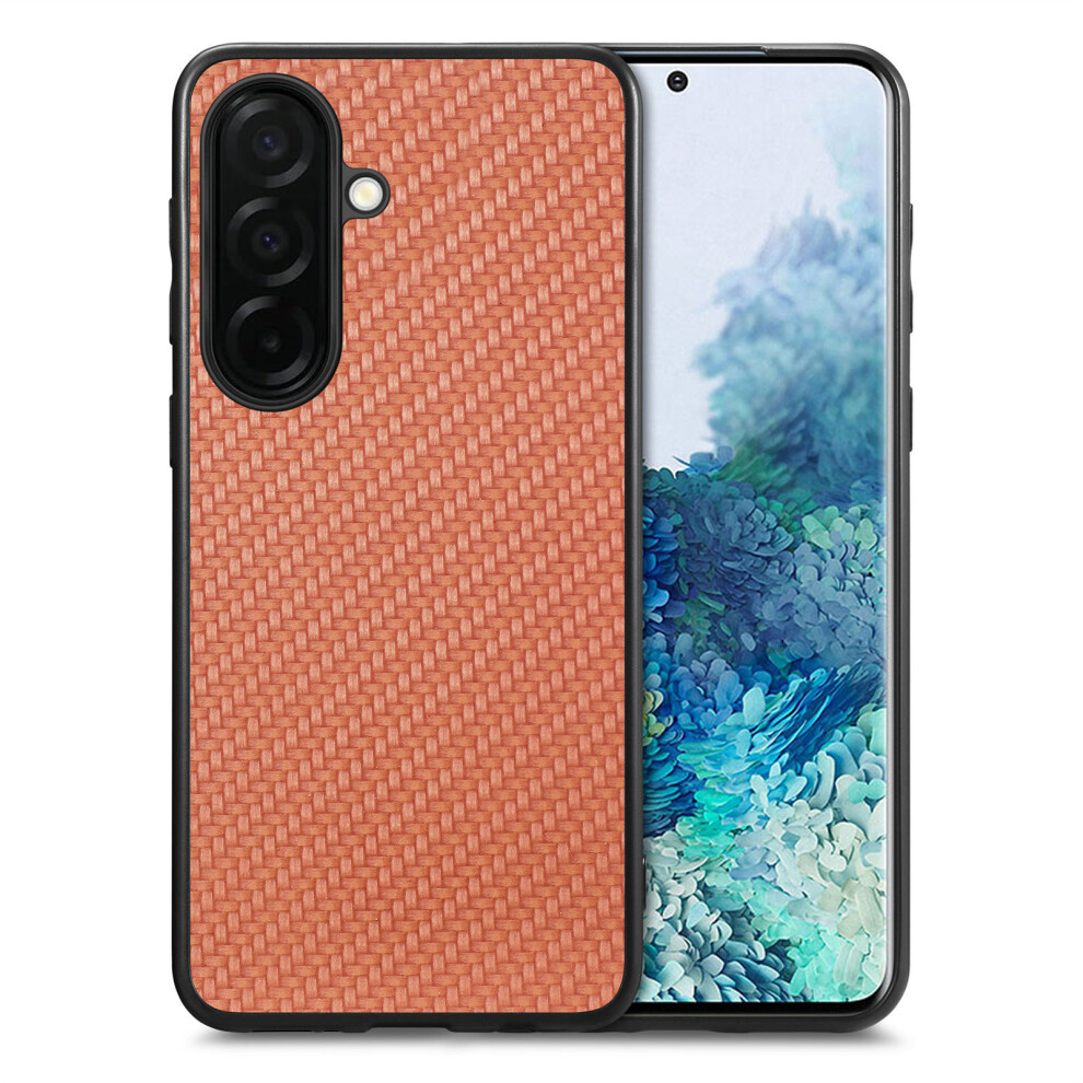 (Brown) For Samsung Galaxy A37 5G Case Carbon Fiber Texture Pu Leather + Pc + Tpu Phone Cover Brown 6914291557614