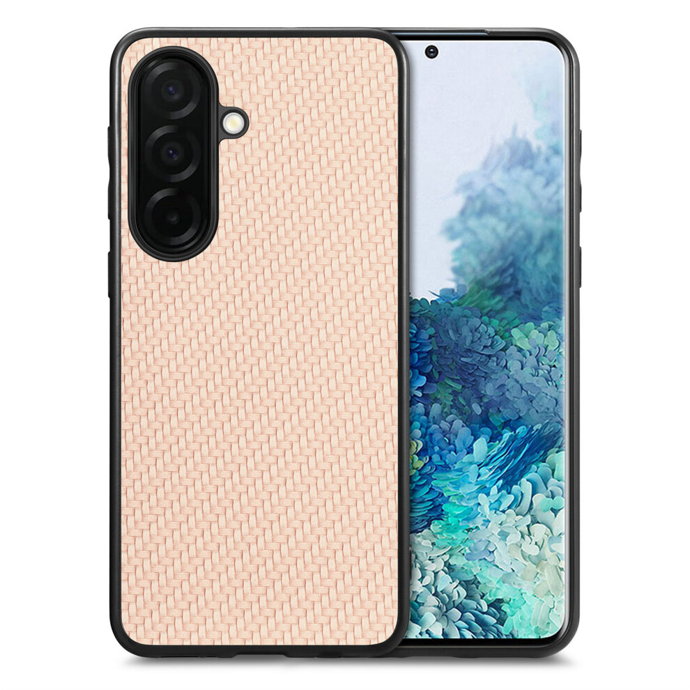(Apricot) For Samsung Galaxy A37 5G Case Carbon Fiber Texture Pu Leather + Pc + Tpu Phone Cover 6914293275332
