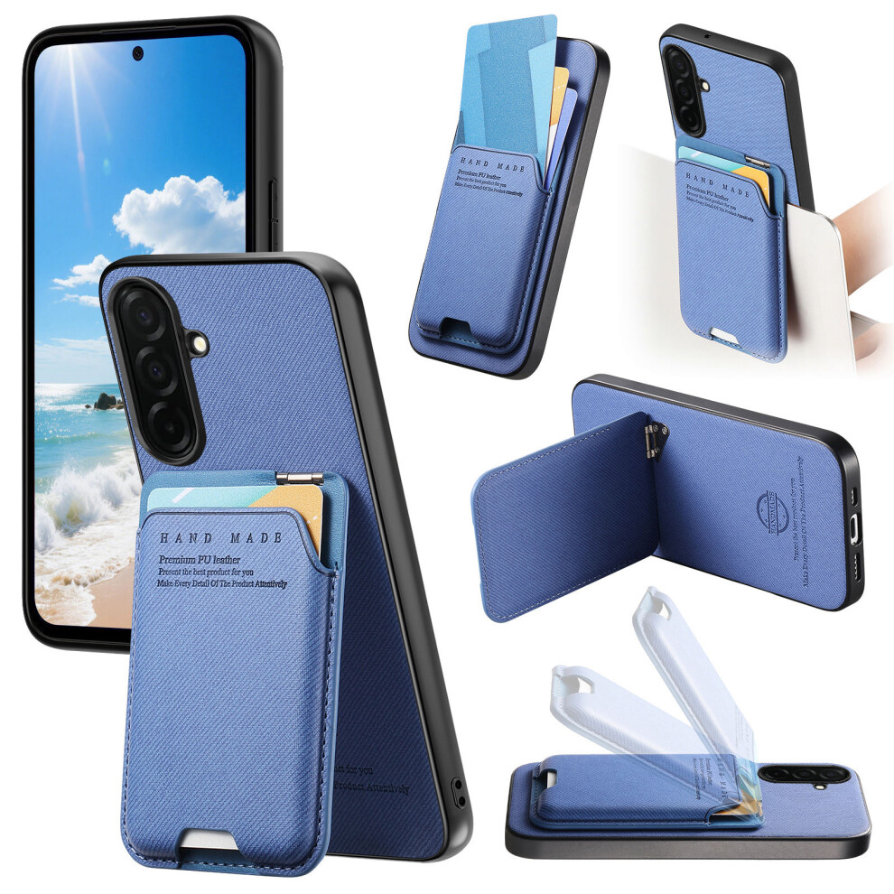 (Blue) For Samsung Galaxy A57 5G Case Cloth Texture Leather + Pc + Tpu Phone Cover With Card Holder Kickstand Blue 6914295574075