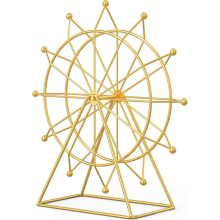 Decor de raft de cărți cu roată Ferris aurie, ornament modern pentru raft, sufragerie, șemineu și expunere acasă