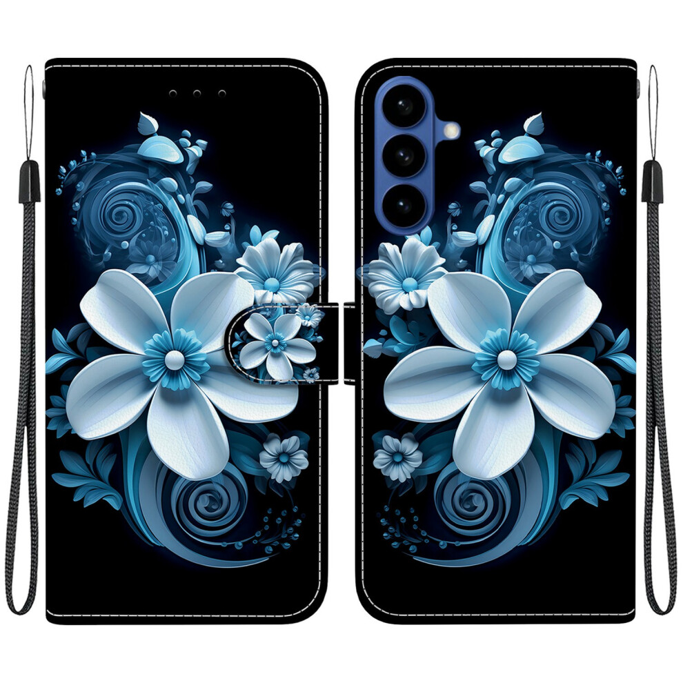 ( Orchid) For Samsung Galaxy A57 5G Case Pattern Printing Leather Flip Wallet Phone Cover With Lanyard Black 6914293613387