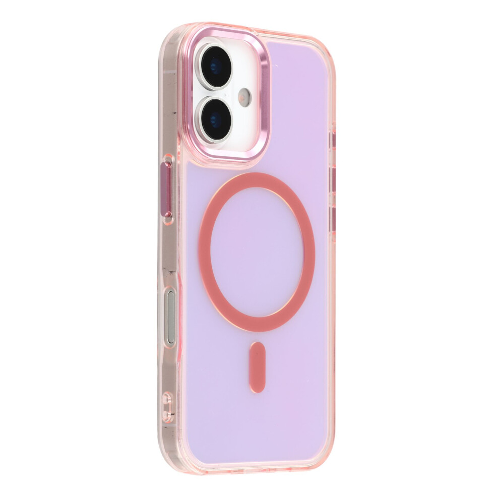 (Pink) For Iphone 16 Magnetic Case Cute Fluorescent Design Tpu Phone Back Cover Pink 6914299576327
