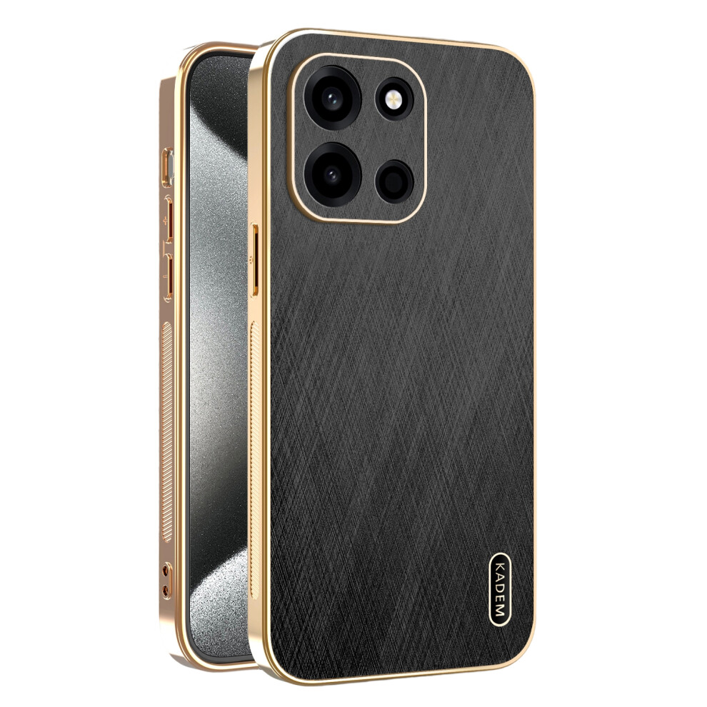 (Black) Kadem For Oneplus Turbo 6 5G Case Electroplating Silk Texture Pu + Tpu Phone Back Cover Black 6914290329915