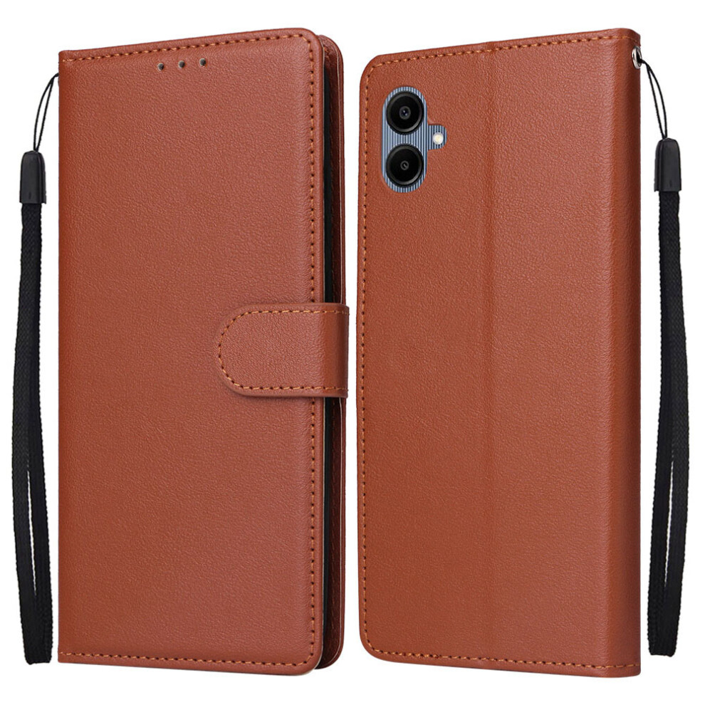 (Brown) Wallet Stand Case For Samsung Galaxy A07 5G / 4G / A06 4G / 5G Pu Leather Phone Cover With Wrist Strap Brown 6914292823718