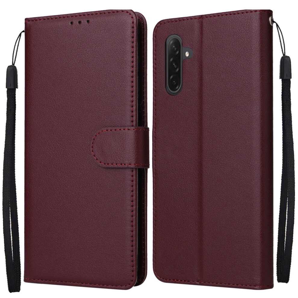 (Wine ) Wallet Stand Case For Samsung Galaxy A17 5G / A17 4G / A16 5G / A16 4G / A26 5G Pu Leather Phone Cover With Wris Red 6914295862592