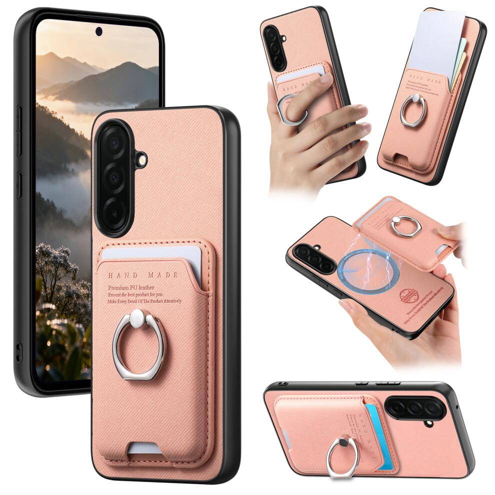 (Pink) For Samsung Galaxy A37 5G Case Cloth Texture Leather + Pc + Tpu Phone Cover With Detachable Magnetic Ring Kickstand Car Pink 6914296585773