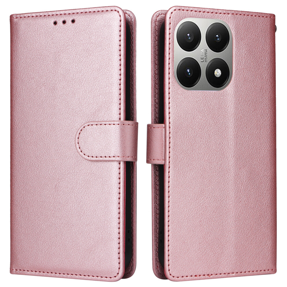 (Rose ) For Xiaomi 15T Case Wallet Stand Pu Leather Phone Cover With Wrist Strap Gold 6914298861127